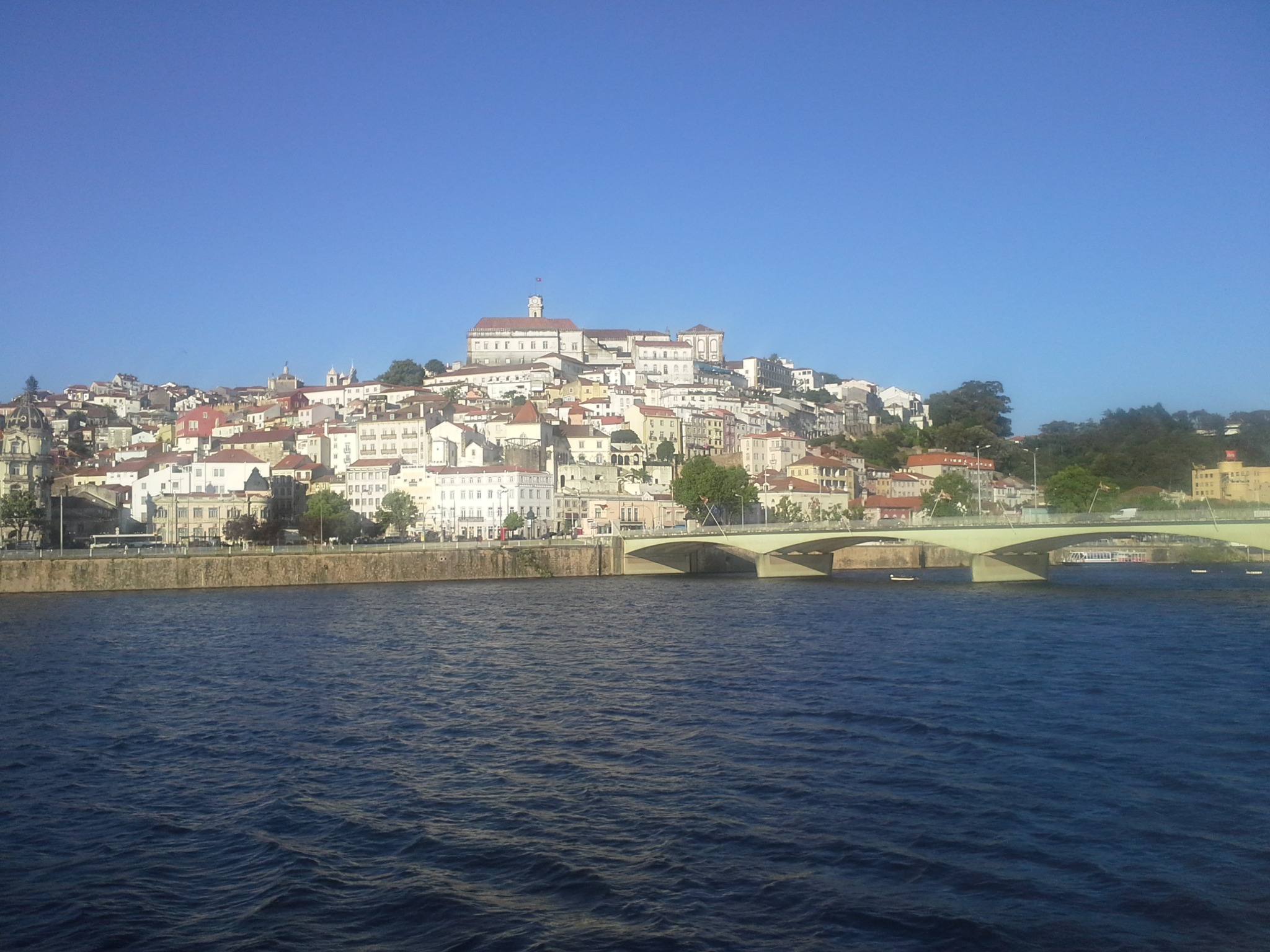 Coimbra’s historic University above the old town, the Mondego and Ponte de Santa Clara